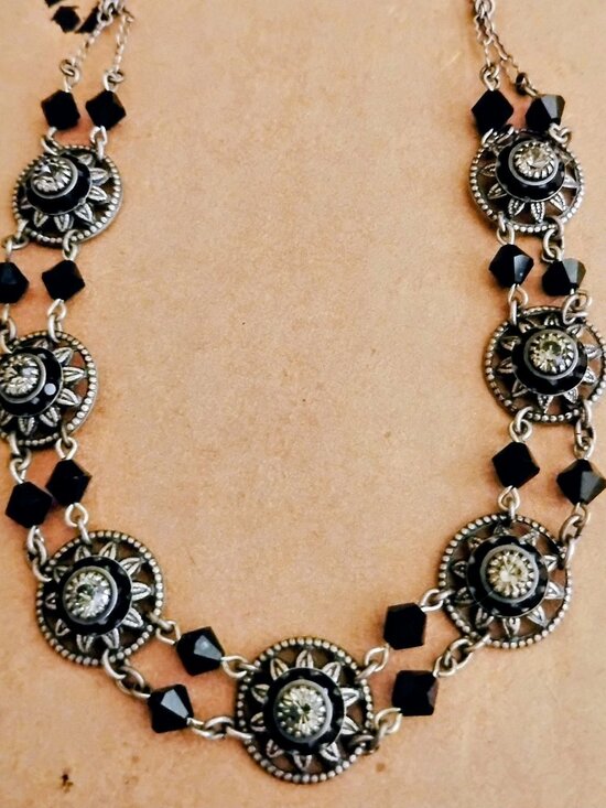 Liz Palacios Jewelry - Liz Palacios San Francisco Jet and Crystal Choker Necklace 15 inches.